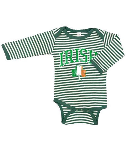 Kids Irish Shamrock Striped Onsie