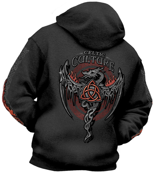 Celtic Culture Dragon with red foil Hoodie